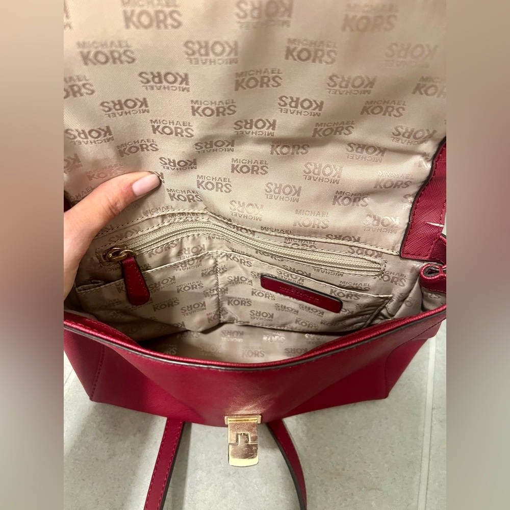 Michael Kors Studded Handbag | Red and Gold - Picture 4 of 16
